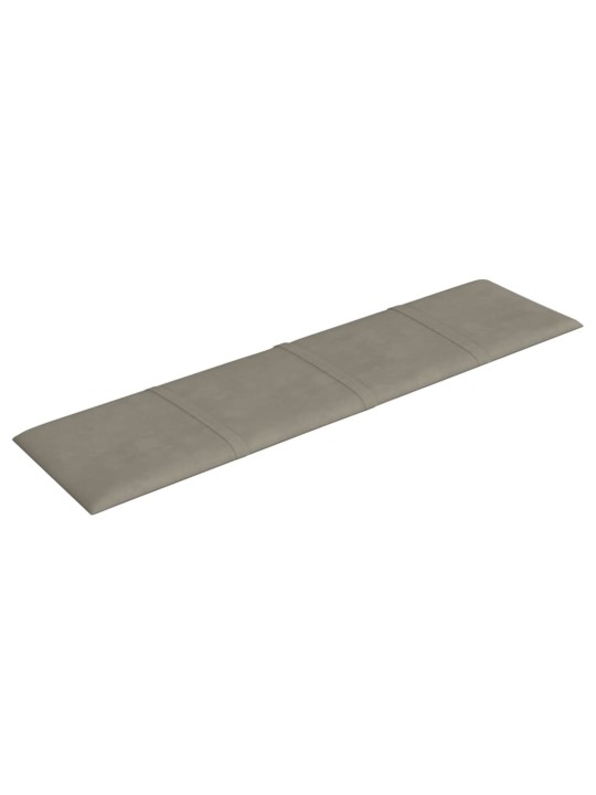 Seinapaneelid 12 tk, helehall, 60 x 15 cm, samet, 1,08 m²