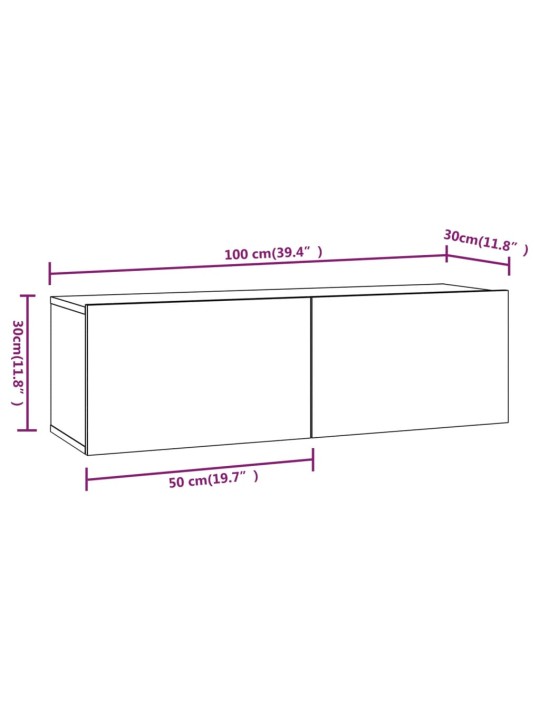 Seina telerikapid 2 tk, valge, 100 x 30 x 30 cm, tehispuit