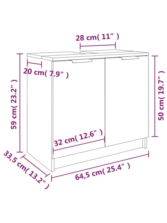 Vannitoakapp, valge, 64,5 x 33,5 x 59 cm, tehispuit