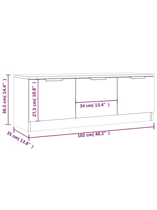 Telerikapp, sonoma tamm, 102x35x36,5 cm, tehispuit