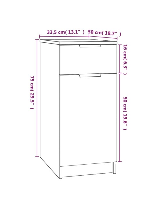 Sahtlikapp, betoonhall, 33,5x50x75 cm, tehispuit