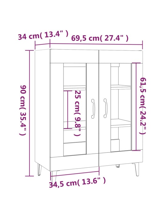 Puhvetkapp, betoonhall, 69,5 x 34 x 90 cm, tehispuit