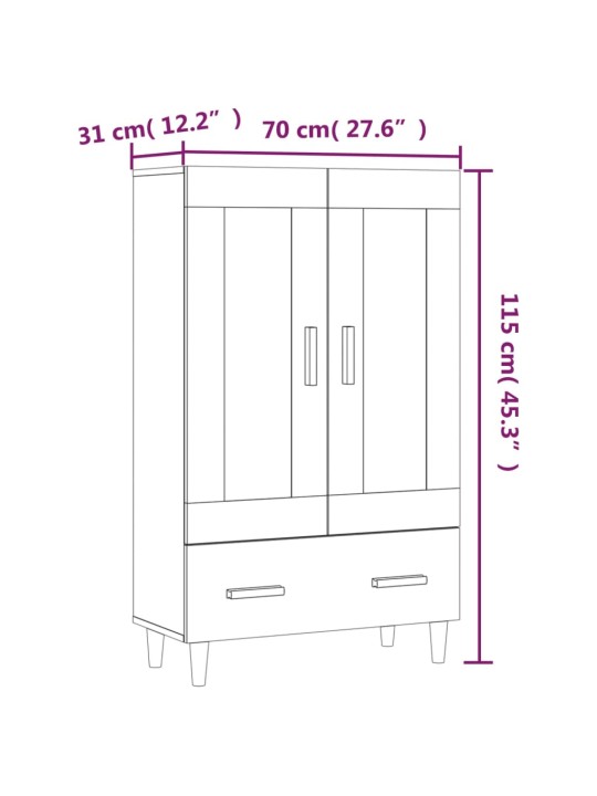 Kõrge kapp, must, 70 x 31 x 115 cm, tehispuit