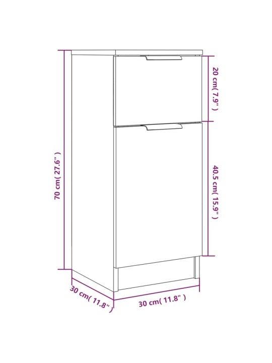 Puhvetkapid 2 tk, suitsutatud tamm, 30 x 30 x 70 cm tehispuit