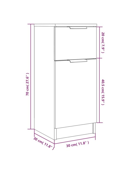 Puhvetkapp, hall sonoma tamm, 30 x 30 x 70 cm, tehispuit