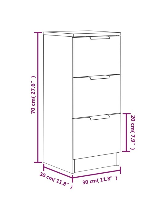 Puhvetkapid 2 tk, suitsutatud tamm, 30 x 30 x 70 cm tehispuit