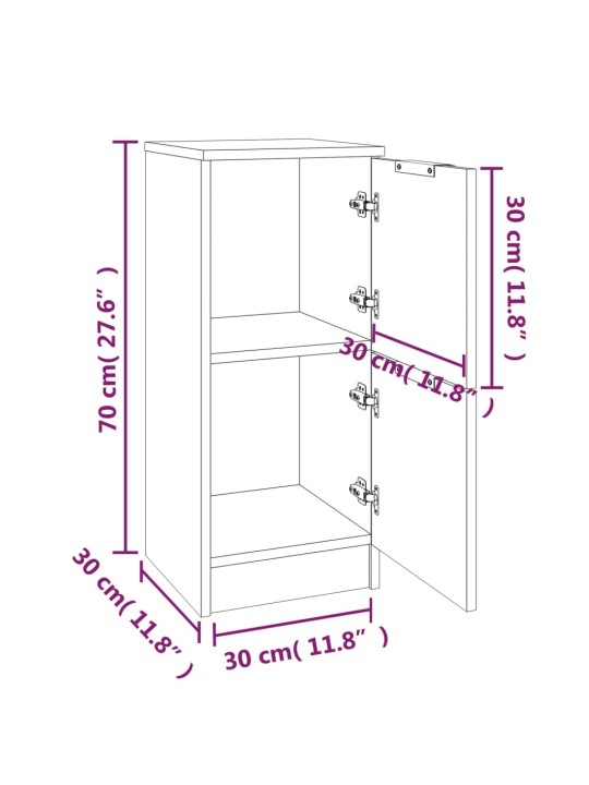 Puhvetkapid 2 tk, suitsutatud tamm, 30 x 30 x 70 cm tehispuit