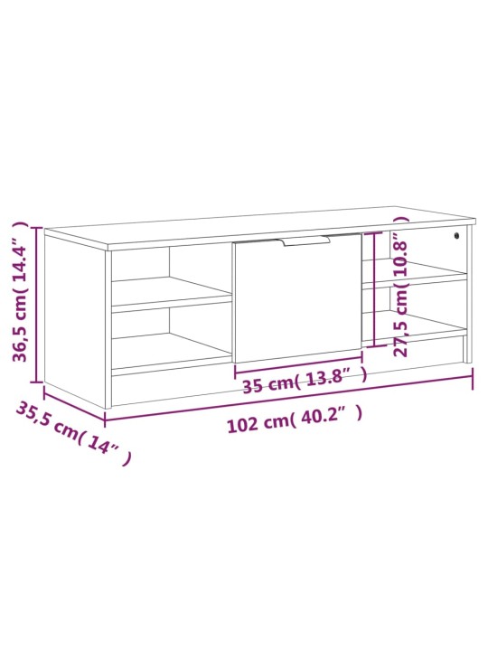 Telerikapp, suitsutatud tamm, 102 x 35,5 x 36,5 cm, tehispuit