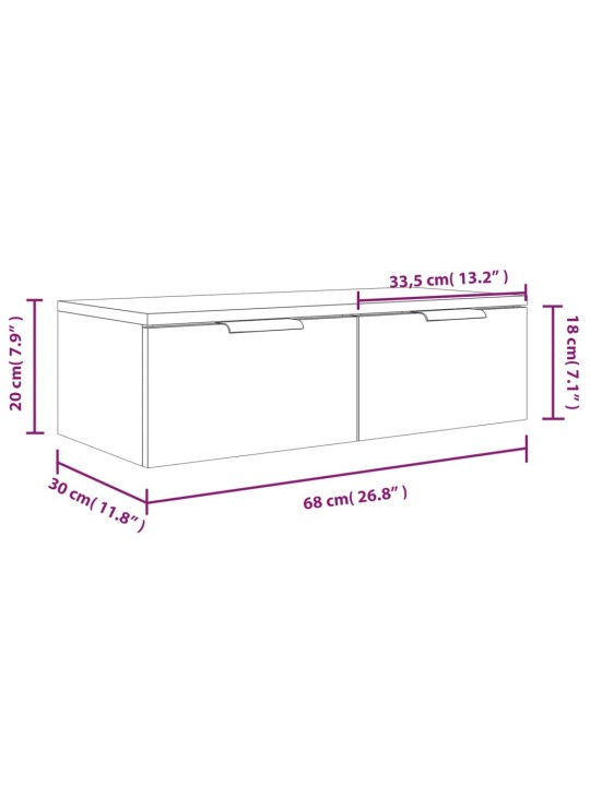 Seinakapp, hall sonoma tamm, 68x30x20 cm, tehispuit