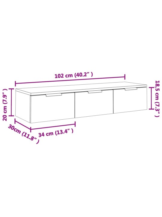 Seinakapp, hall sonoma tamm, 102x30x20 cm, tehispuit