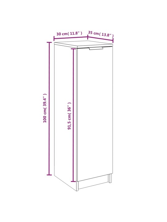 Jalatsikapp, hall sonoma tamm, 30x35x100 cm, tehispuit