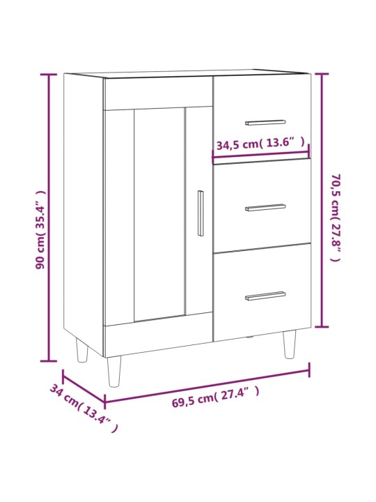 Puhvetkapp, hall, sonoma tamm, 69,5 x 34 x 90 cm, tehispuit