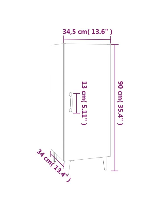 Puhvetkapp, hall sonoma tamm, 34,5x34x90 cm, tehispuit