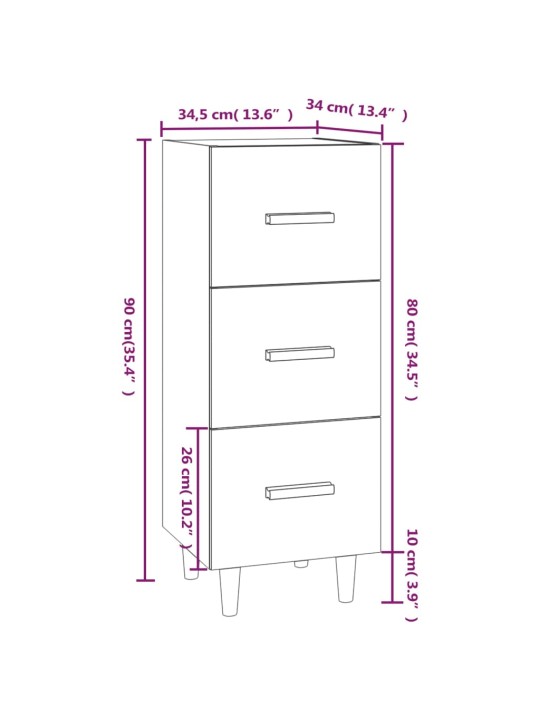 Puhvetkapp, hall sonoma tamm, 34,5x34x90 cm, tehispuit