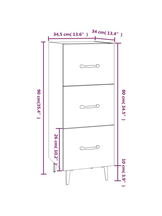 Puhvetkapp, hall sonoma tamm, 34,5x34x90 cm, tehispuit