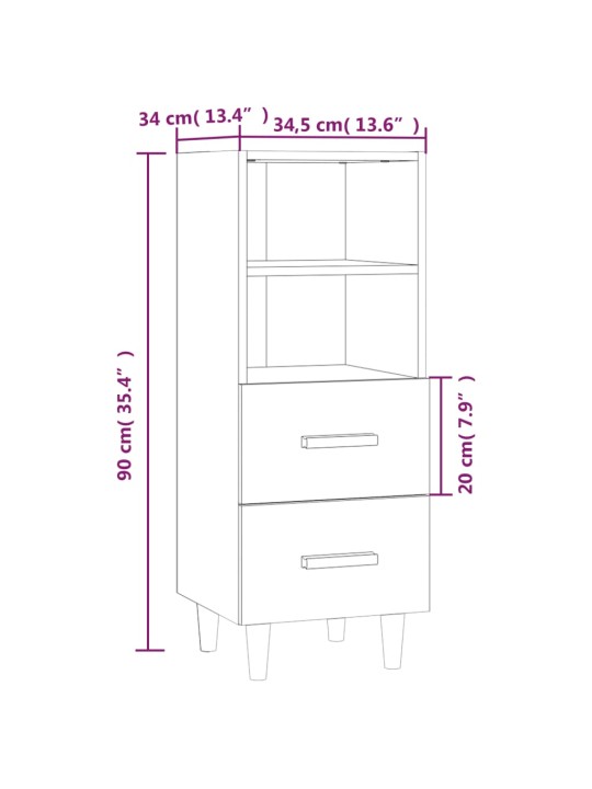 Puhvetkapp, hall sonoma tamm, 34,5x34x90 cm, tehispuit
