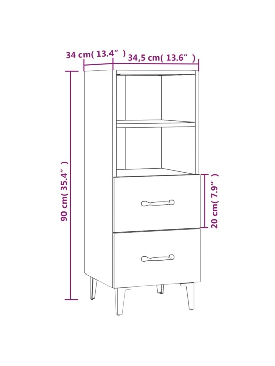 Puhvetkapp, hall sonoma tamm, 34,5x34x90 cm, tehispuit