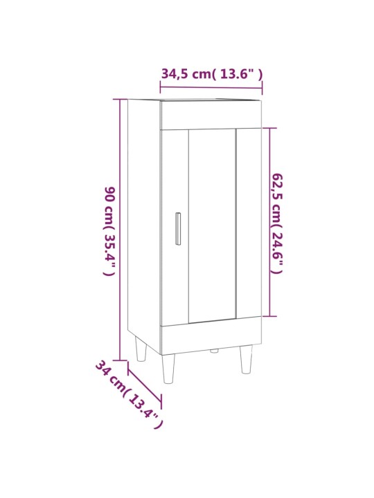 Puhvetkapp, hall sonoma tamm, 34,5x34x90 cm, tehispuit