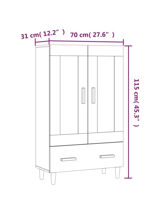 Kõrge kapp, hall sonoma tamm, 70 x 31 x 115 cm, tehispuit