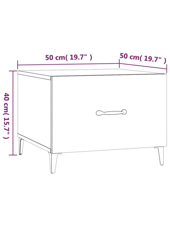 Kohvilauad metalljalgadega, 2 tk, hall sonoma tamm, 50x50x40 cm