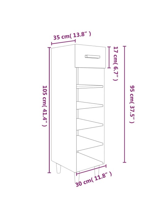 Kingakapp, suitsutatud tamm, 30 x 35 x 105 cm, tehispuit