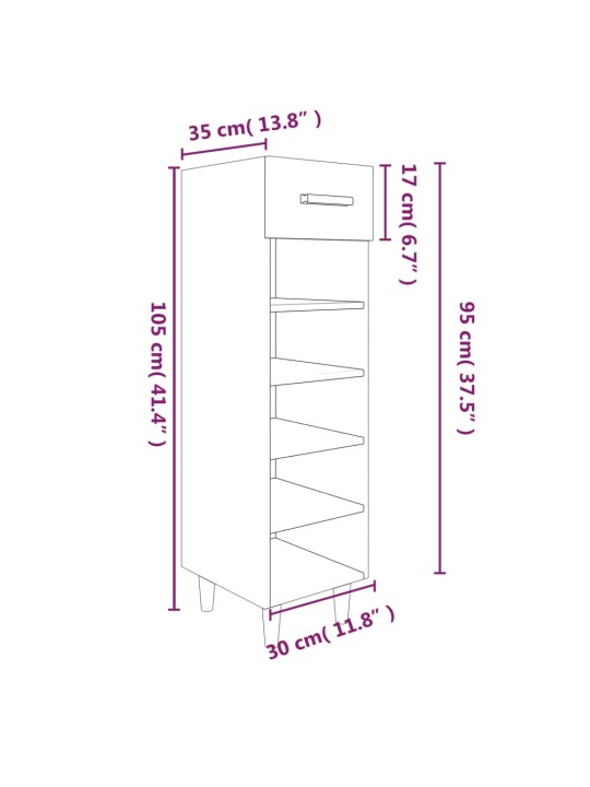 Jalatsikapp, hall sonoma tamm, 30 x 35 x 105 cm, tehispuit