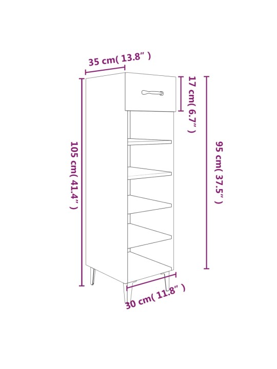 Kingakapp, suitsutatud tamm, 30 x 35 x 105 cm, tehispuit