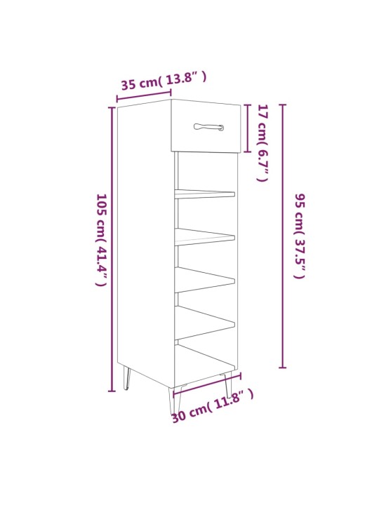 Jalatsikapp, hall sonoma tamm, 30 x 35 x 105 cm, tehispuit