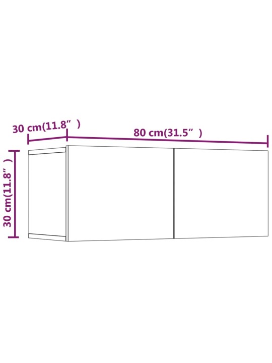 Telerikapid 2 tk, hall sonoma tamm, 80 x 30 x 30 cm, tehispuit