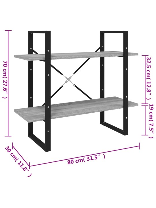 Raamatukapp, hall sonoma, 80x30x70 cm, tehispuit