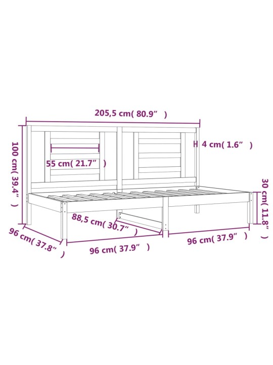 Päevavoodi ilma madratsita, valge, 90 x 200 cm, männipuit