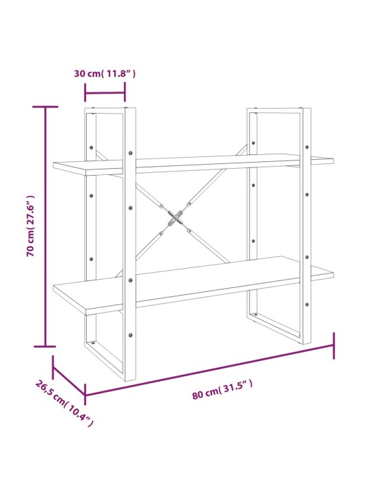 5 riiuliga raamaturiiul, hall sonoma tamm, 80 x 30 x 175 cm