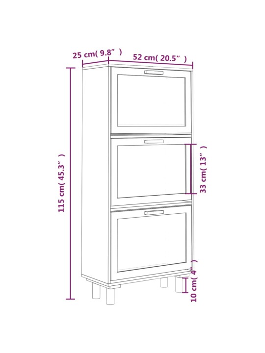 Kingakapp, must, 52x25x115 cm, tehispuit ja naturaalne rotang