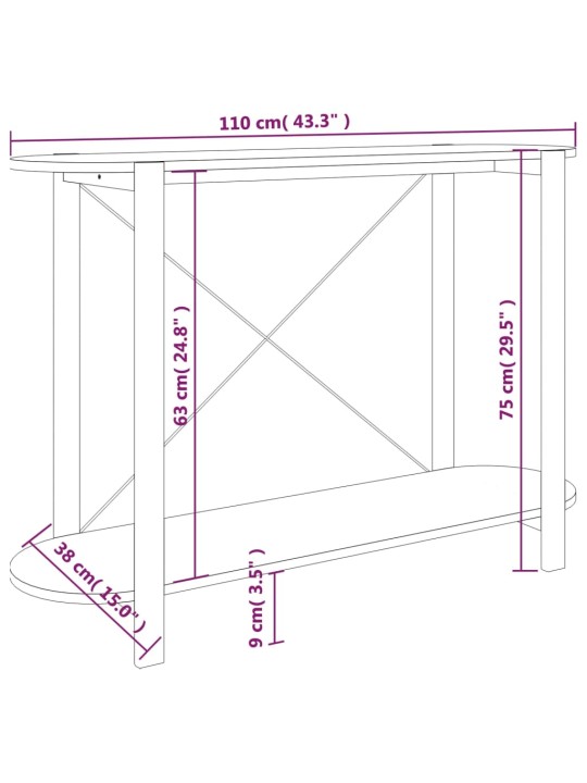 Konsoollaud, must, 110 x 38 x 75 cm, tehispuit