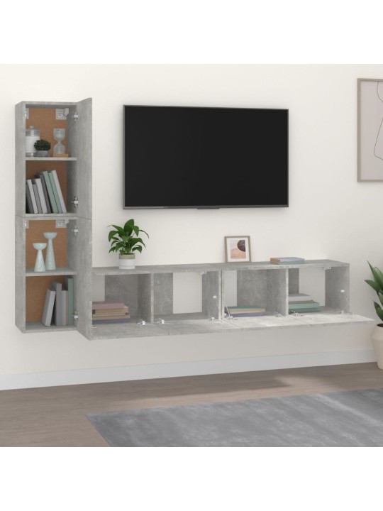 4-osaline telerikappide komplekt, betoonhall, tehispuit