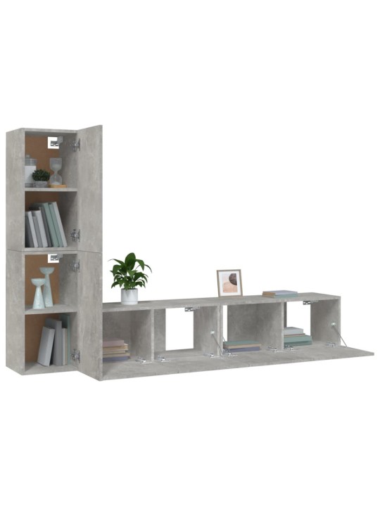 4-osaline telerikappide komplekt, betoonhall, tehispuit