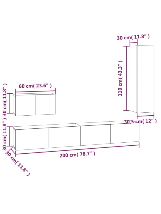 4-osaline telerikappide komplekt, must, tehispuit