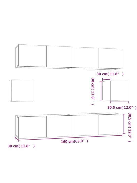 6-osaline telerikappide komplekt, valge, tehispuit