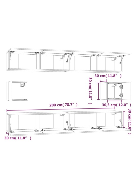 6-osaline telerikappide komplekt, betoonhall, tehispuit