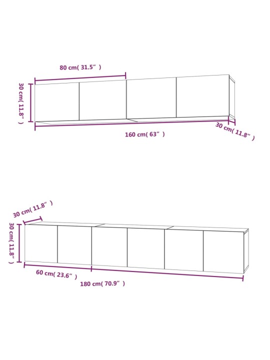 5-osaline telerikappide komplekt, valge, tehispuit