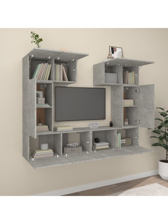 6-osaline telerikappide komplekt, betoonhall, tehispuit