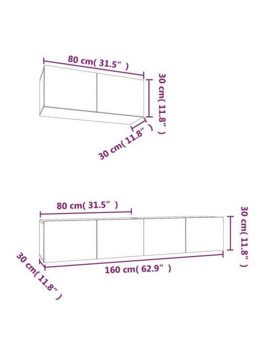 3-osaline telerikappide komplekt, pruun tamm, tehispuit