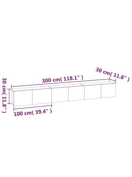 3-osaline telerikappide komplekt, suitsutatud tamm, tehispuit