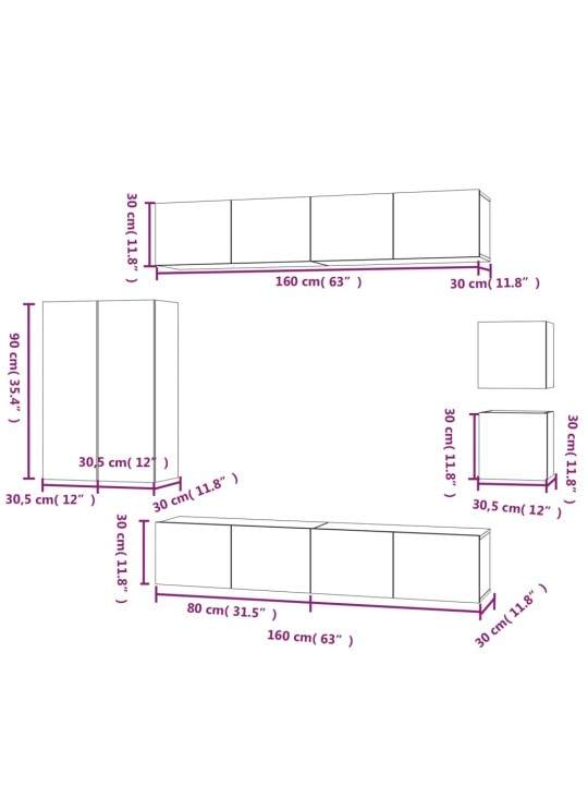 8-osaline telerikappide komplekt, betoonhall, tehispuit