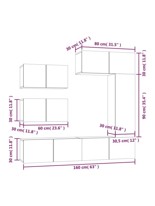 6-osaline telerikappide komplekt, betoonhall, tehispuit