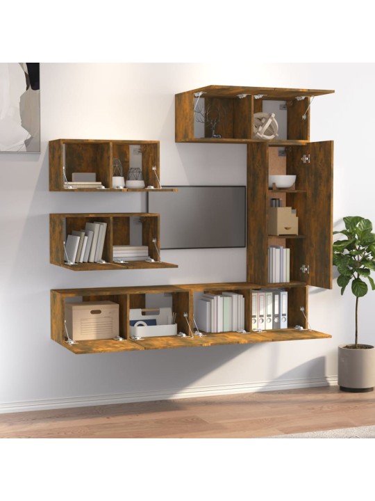 6-osaline telerikappide komplekt, suitsutatud tamm, tehispuit