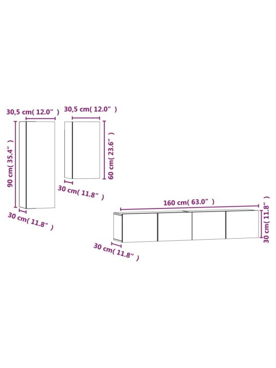 4-osaline telerikappide komplekt, betoonhall, tehispuit