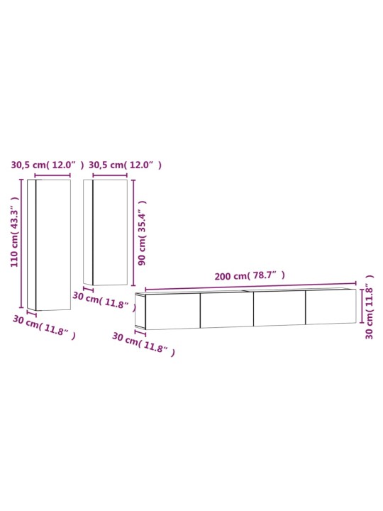 4-osaline telerikappide komplekt, betoonhall, tehispuit