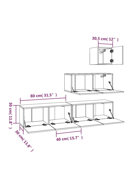 4-osaline telerikappide komplekt, betoonhall, tehispuit