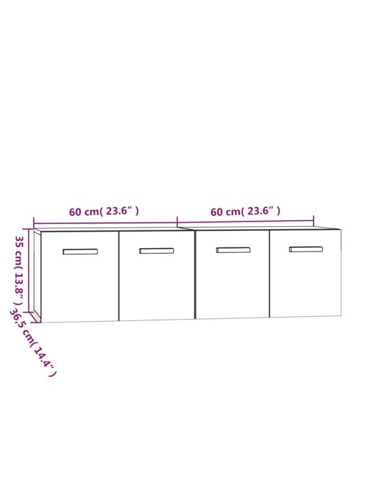 Seinakapid, 2 tk, hall sonoma tamm, 60x36,5x35 cm, tehispuit